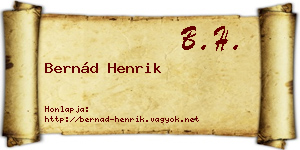 Bernád Henrik névjegykártya
